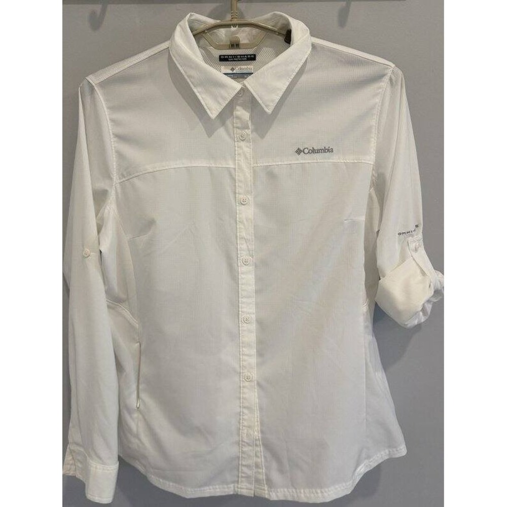 Columbia PFG Omni Shade Sun Protection Long Roll Tab Sleeve White Shirt XL
